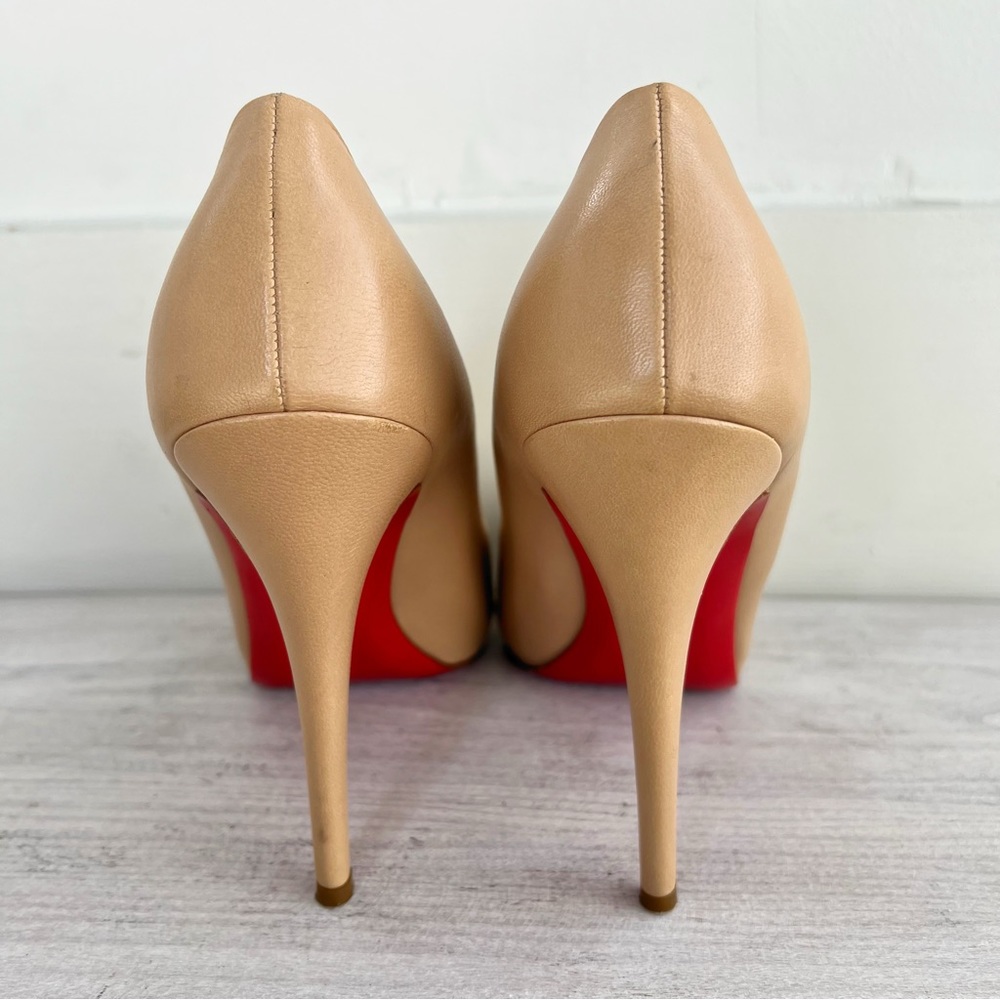 Christian Louboutin Nude with Red Peep Toe Pumps size 9.5